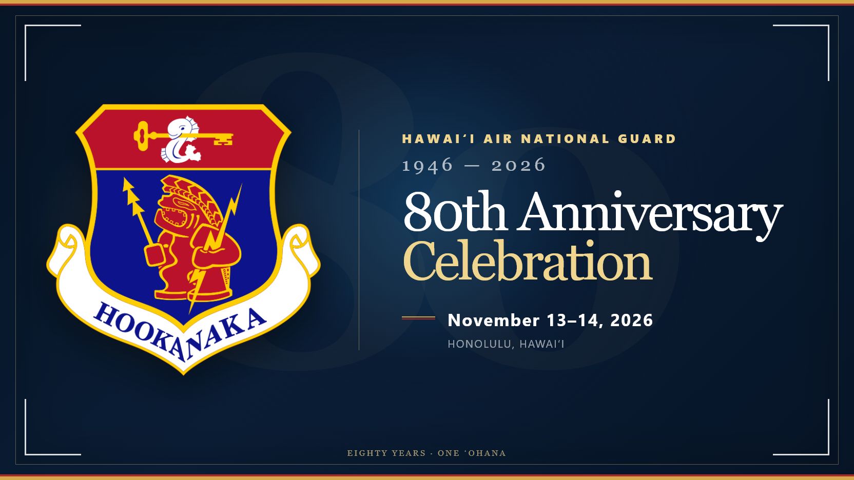 Hawaiʻi Air National Guard 80th Anniversary Celebration, November 13–14, 2026