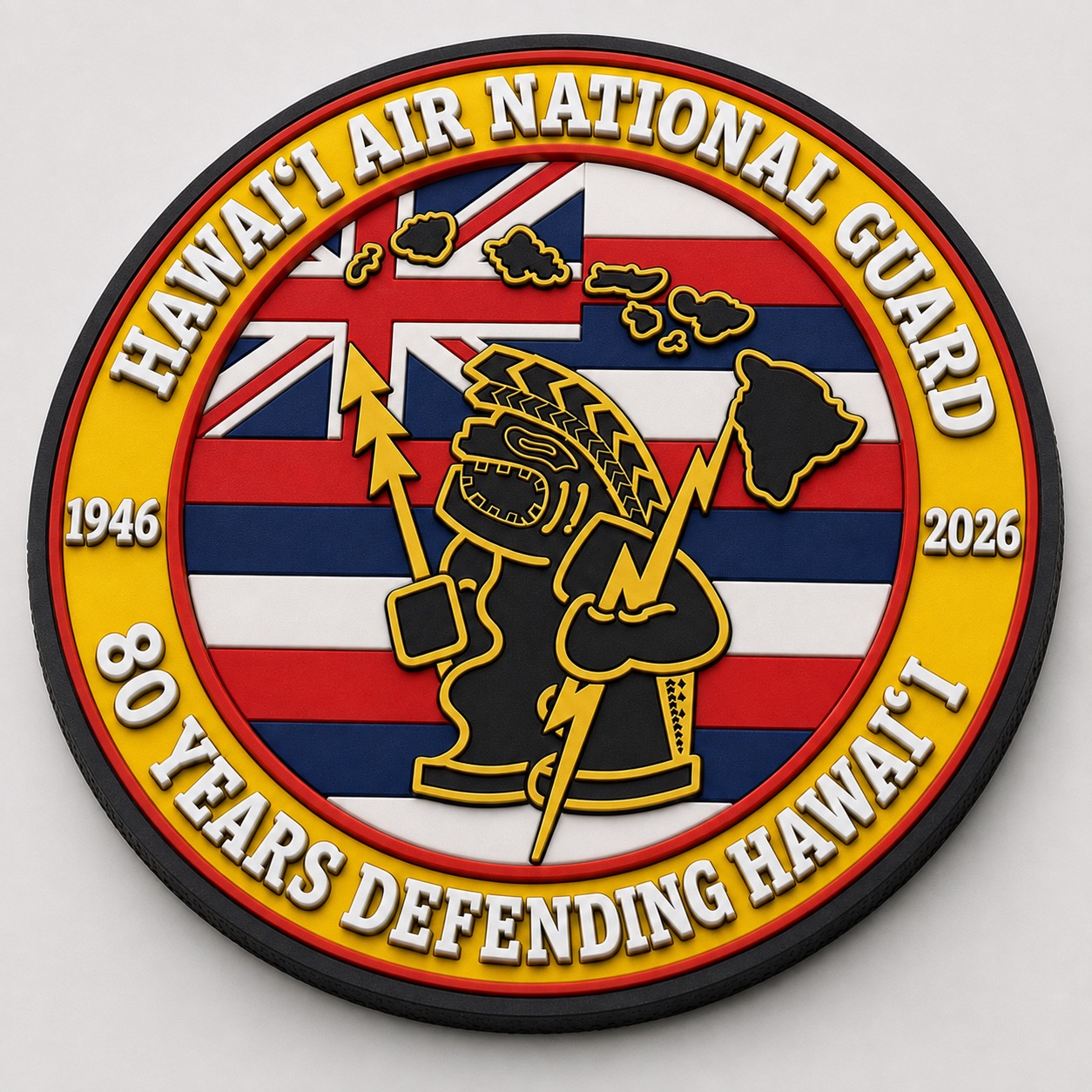 Full-color circular Hawaiʻi Air National Guard 80th anniversary patch